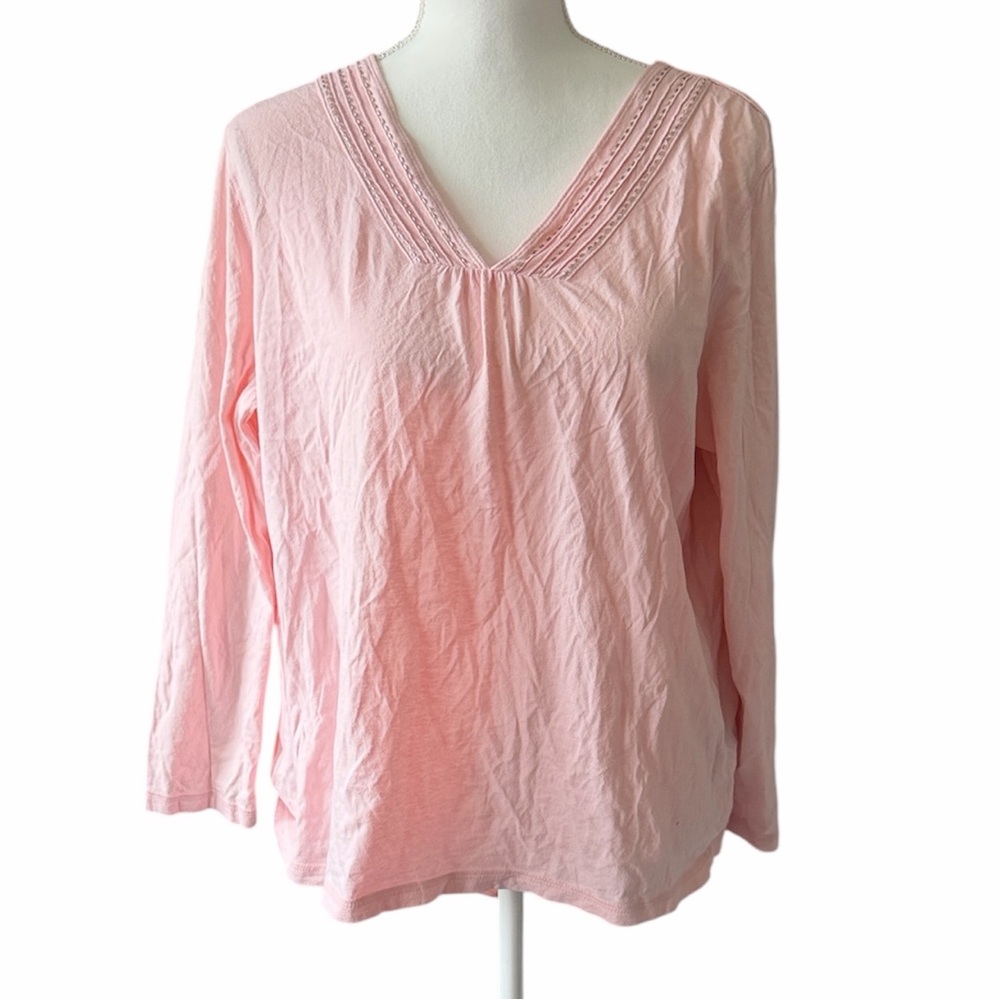 avenue 100% cotton light pink long  sleeve blouse size 18/20